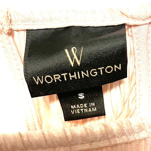 Worthington Pink Pleated Halter Blouse Cold Shoulder Keyhole SZ Small - Picture 4 of 4